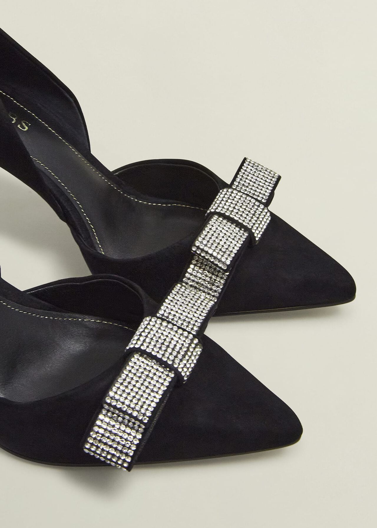 Elva Jewelled Bow Courts, Black, hi-res