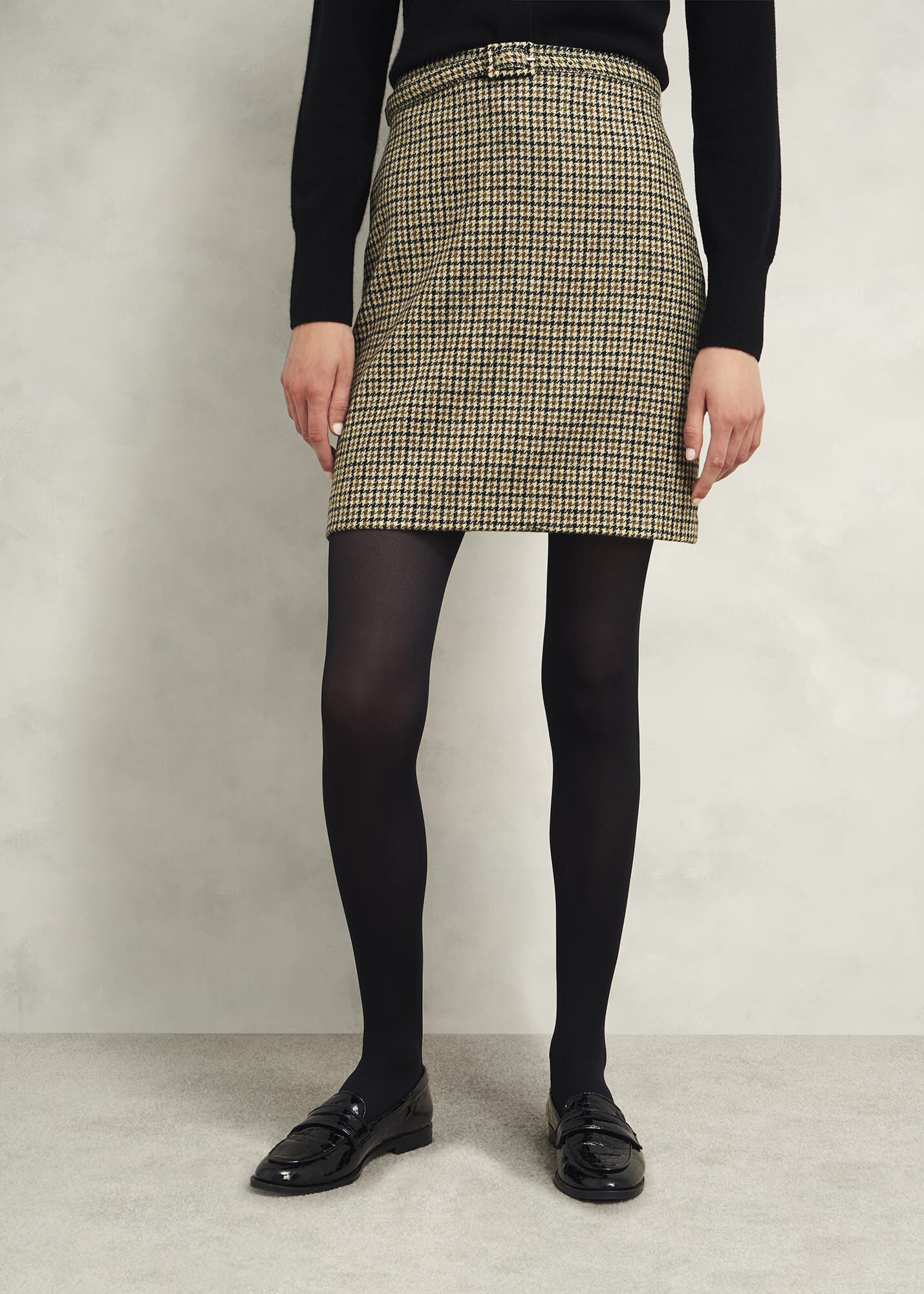 herlipto Tweed Flocked Dot Long Skirt