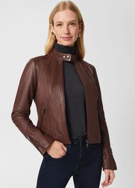 Fran Leather Jacket, Dark Plum, hi-res