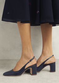 Lily Leather Slingbacks, Midnight Navy, hi-res