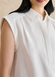 Dahlia Linen Shirt, White, hi-res