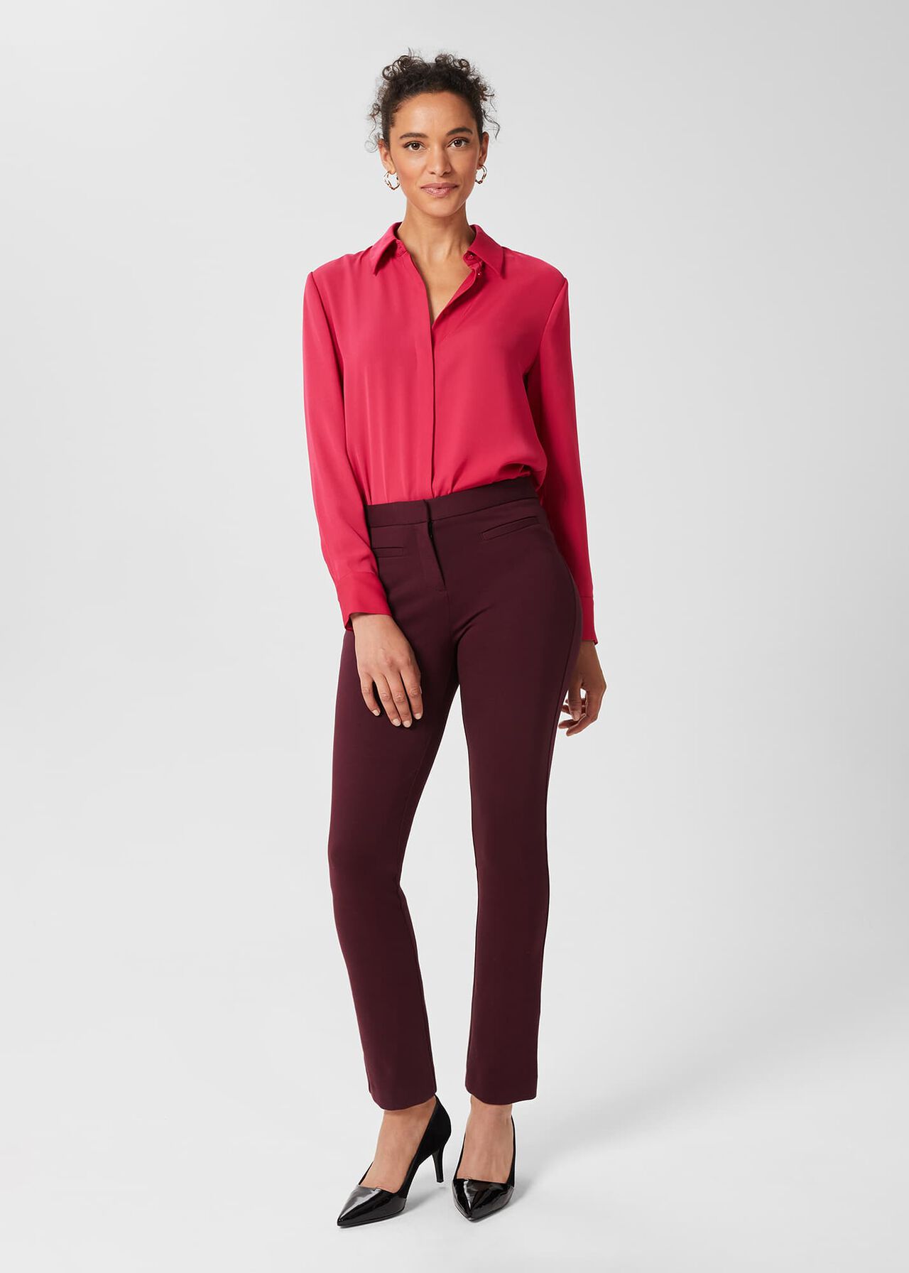 Annie Jersey Trousers, Burgundy, hi-res