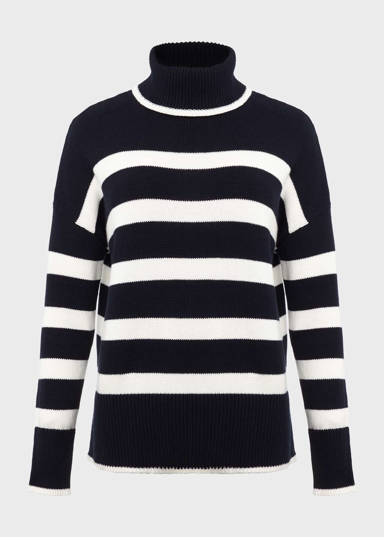 Marie Cotton Striped Jumper, Navy Ivory, hi-res