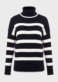 Marie Cotton Striped Jumper, Navy Ivory, hi-res
