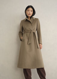 Livia Wool Wrap Coat, Neutral, hi-res