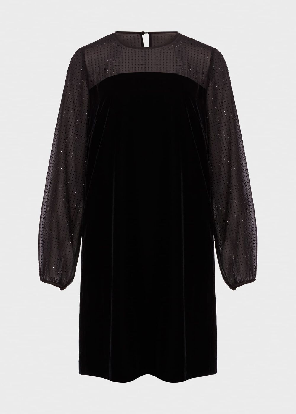 Zariah Velvet A Line Dress, Black, hi-res