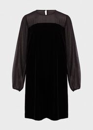 Zariah Velvet A Line Dress, Black, hi-res