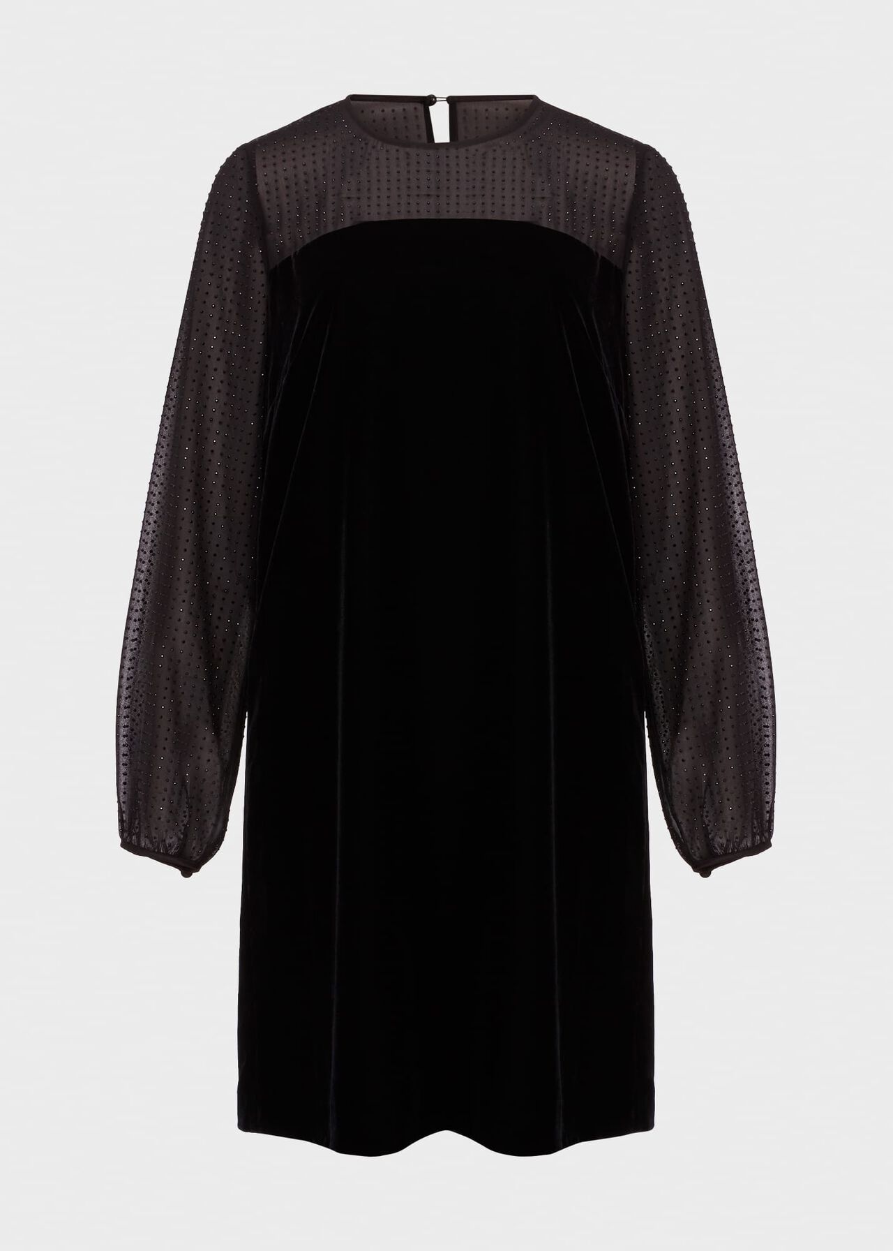 Zariah Velvet A Line Dress, Black, hi-res