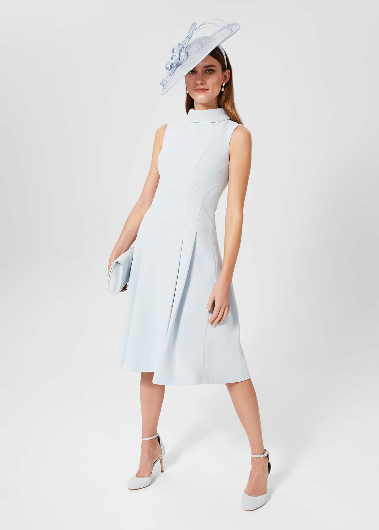 Whilemina Fit And Flare Dress, Pale Blue, hi-res