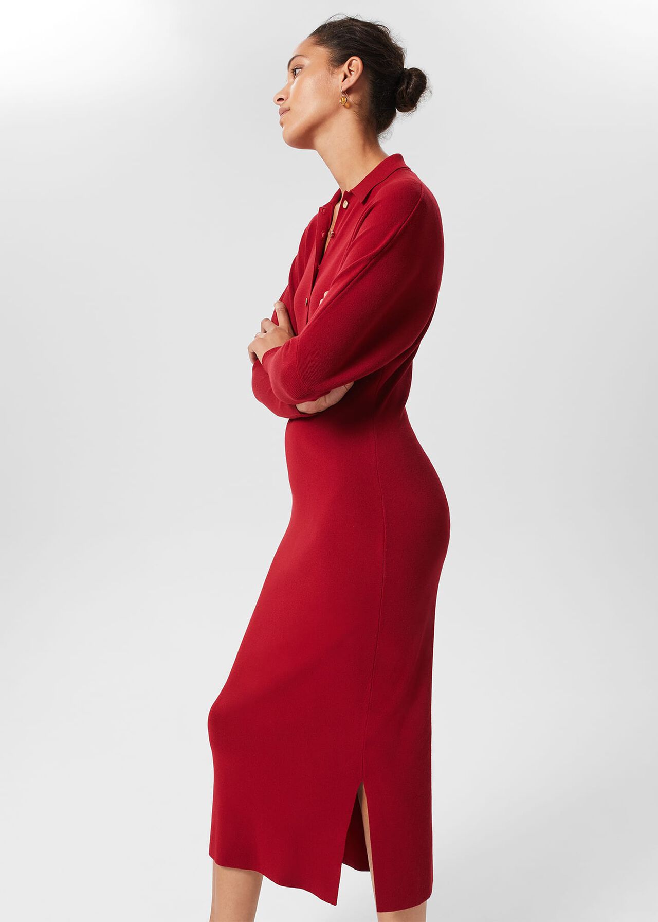 Arabelle Knitted Dress, Red, hi-res