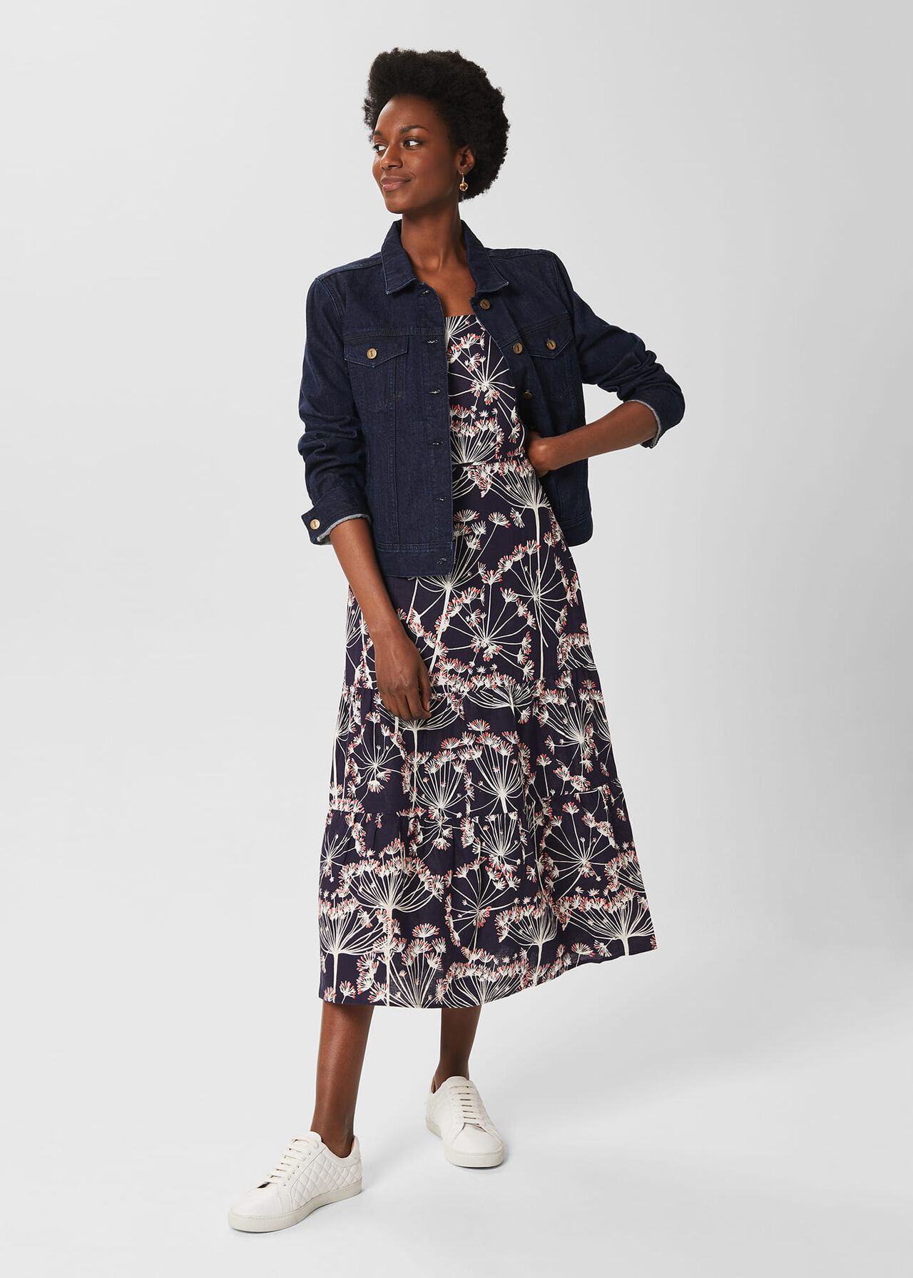 Lynley Linen Dress, Navy Multi, hi-res