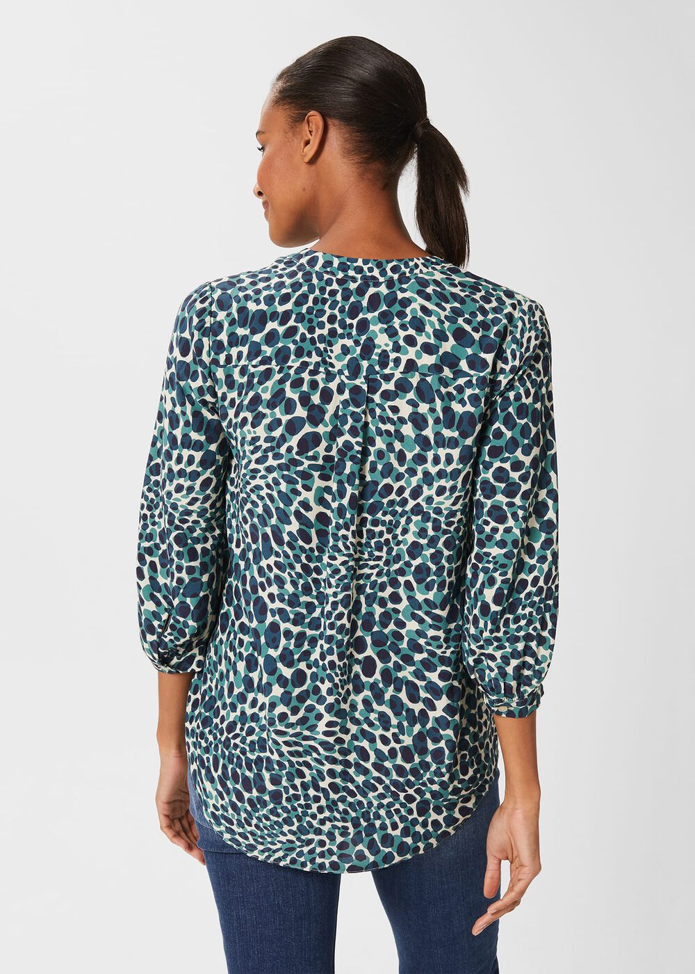Essie Printed Blouse, Aegean Blue, hi-res