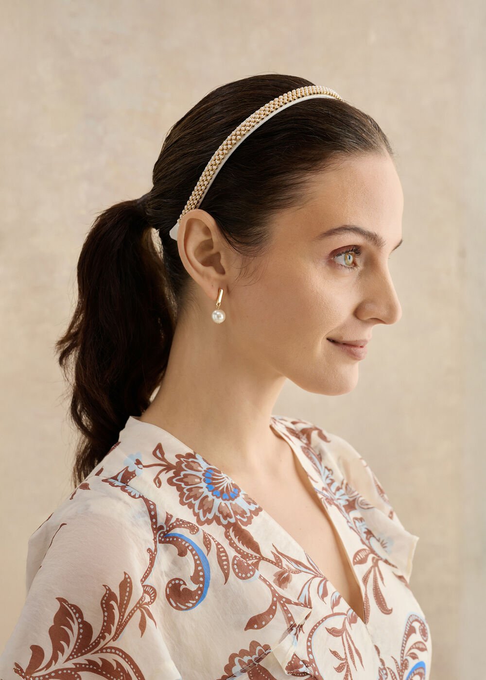 Nora Pearl Headband, Ivory Pearl, hi-res