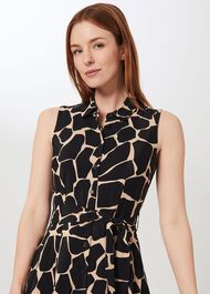 Suzanna Animal Fit And Flare Dress, Black Neutral, hi-res