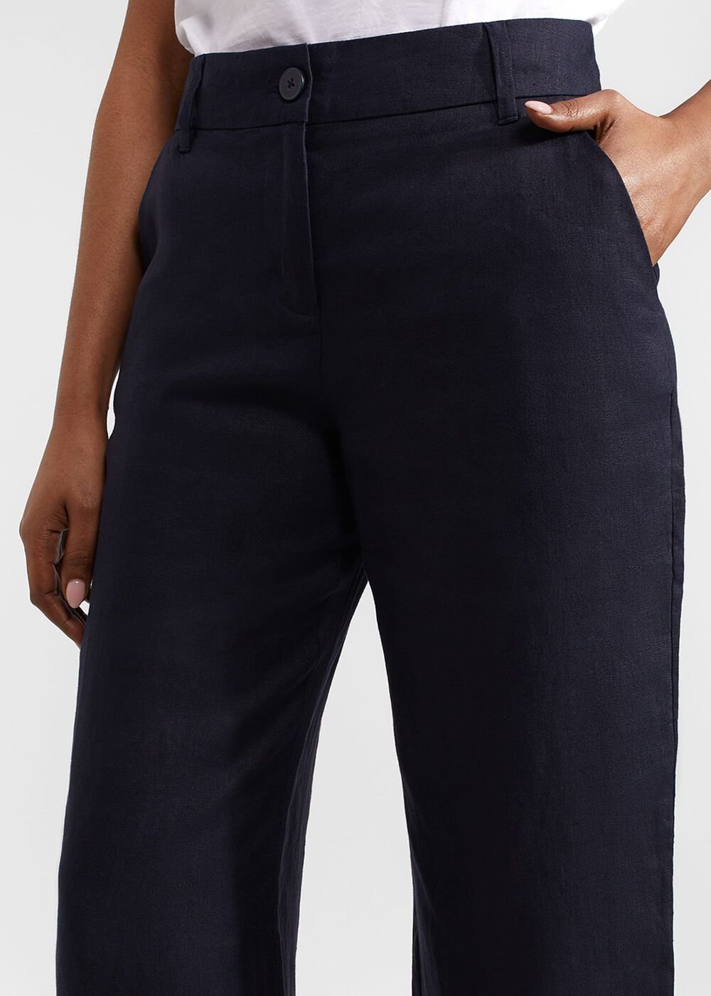Lynn Linen Trousers, Navy, hi-res