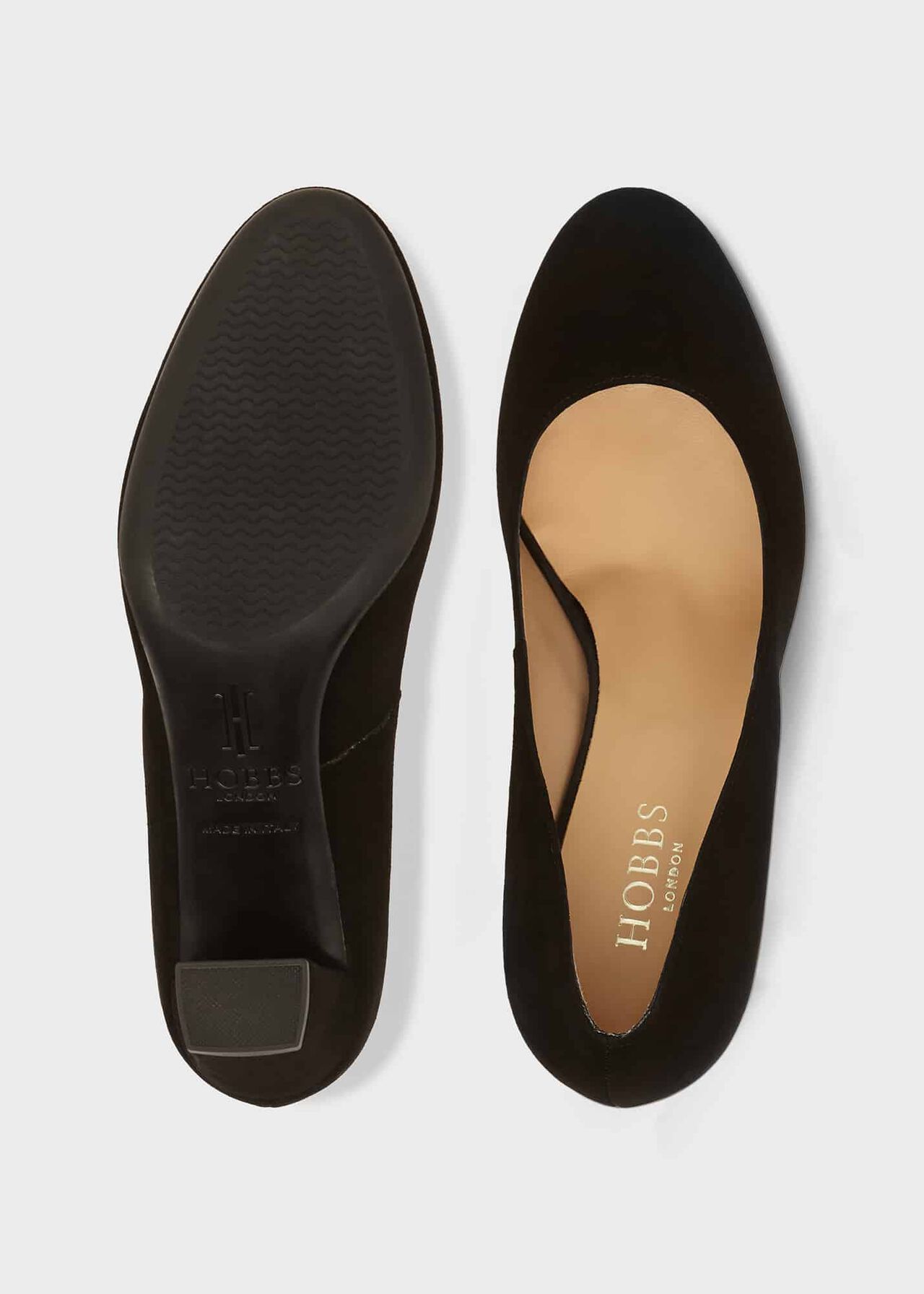 Sonia Suede Block Heel Court Shoes, Black, hi-res