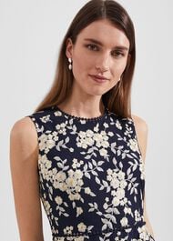 Scarlett Embroidered Dress, Navy Yellow, hi-res