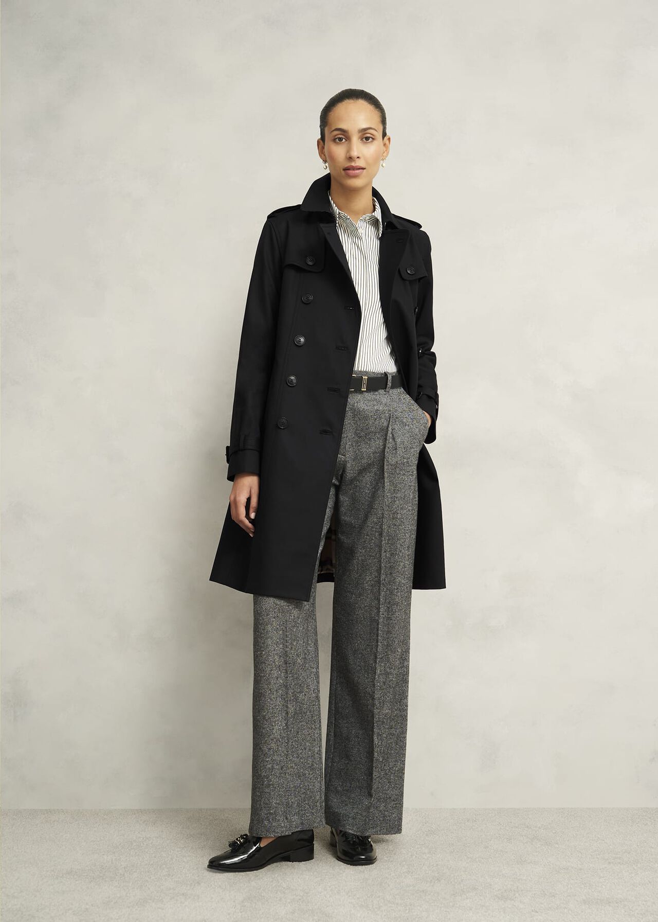 Skylar Shower Resistant Trench Coat, Black, hi-res