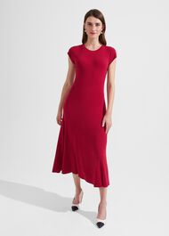 Reena Ribbed Knitted Dress, Berry Red, hi-res