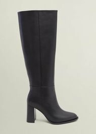 Prim Pull On Leather Boots, Black, hi-res