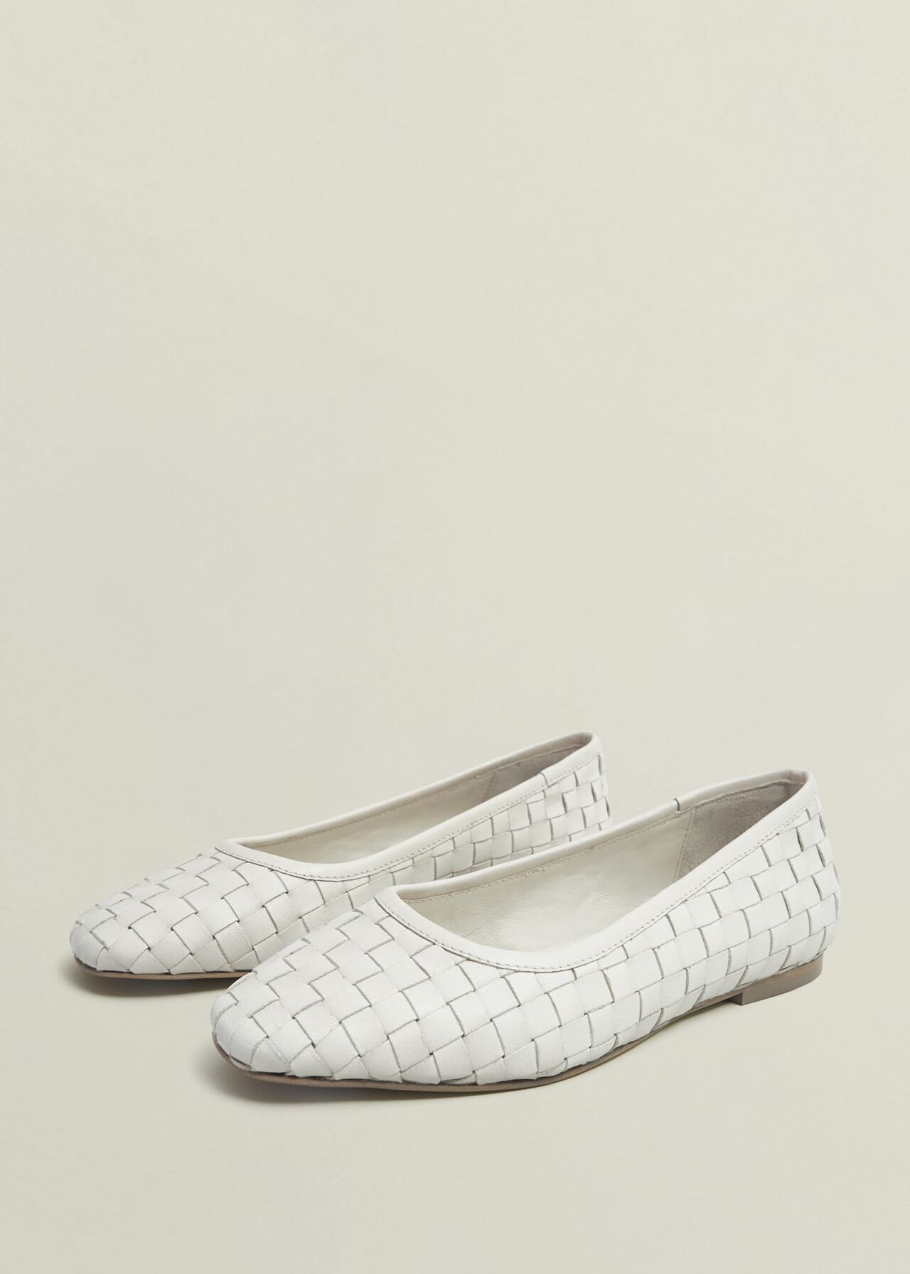 Raina Woven Leather Flats, Chalk Beige, hi-res