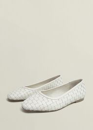 Raina Woven Leather Flats, Chalk Beige, hi-res