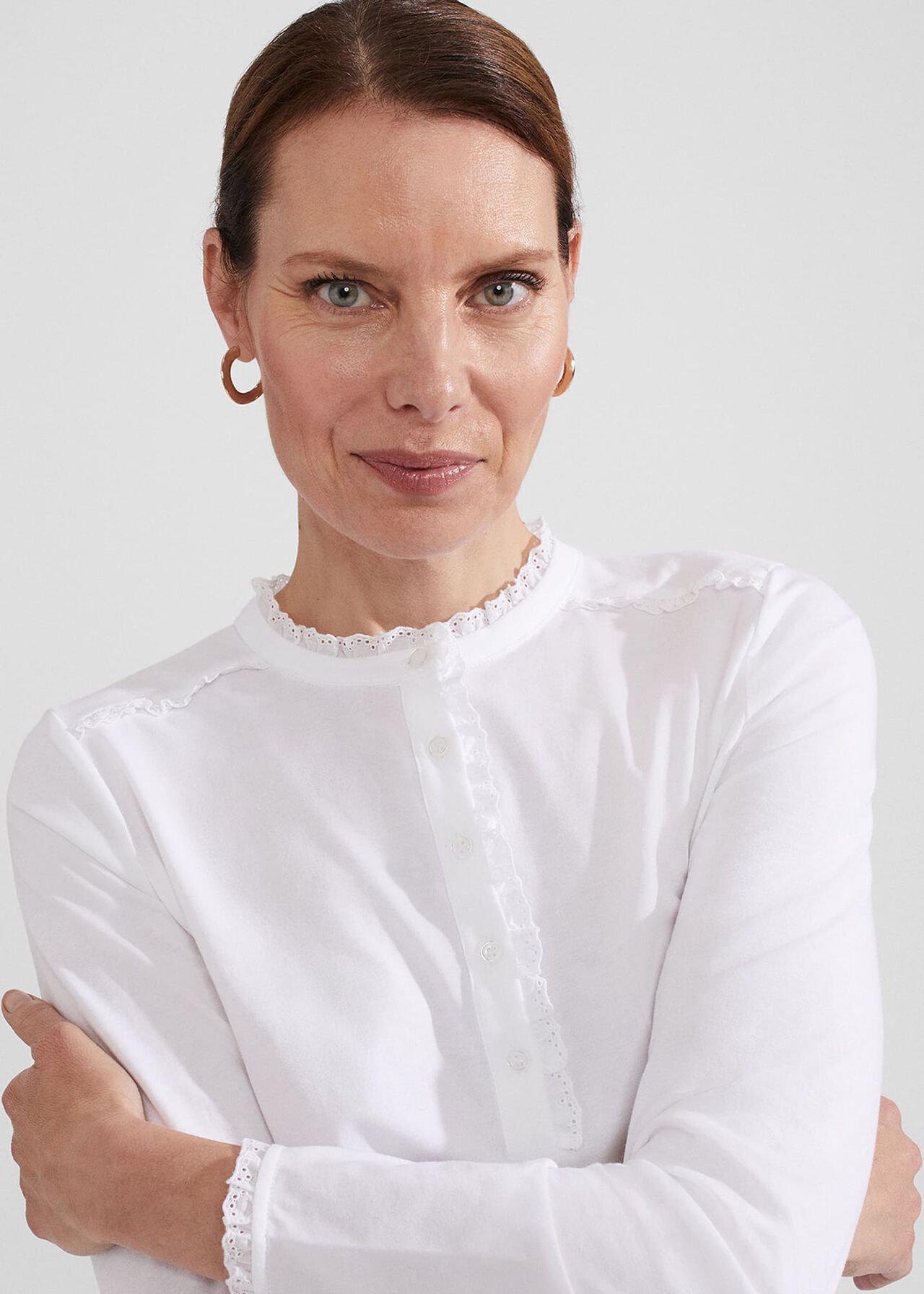 Lilah Cotton Top, White, hi-res