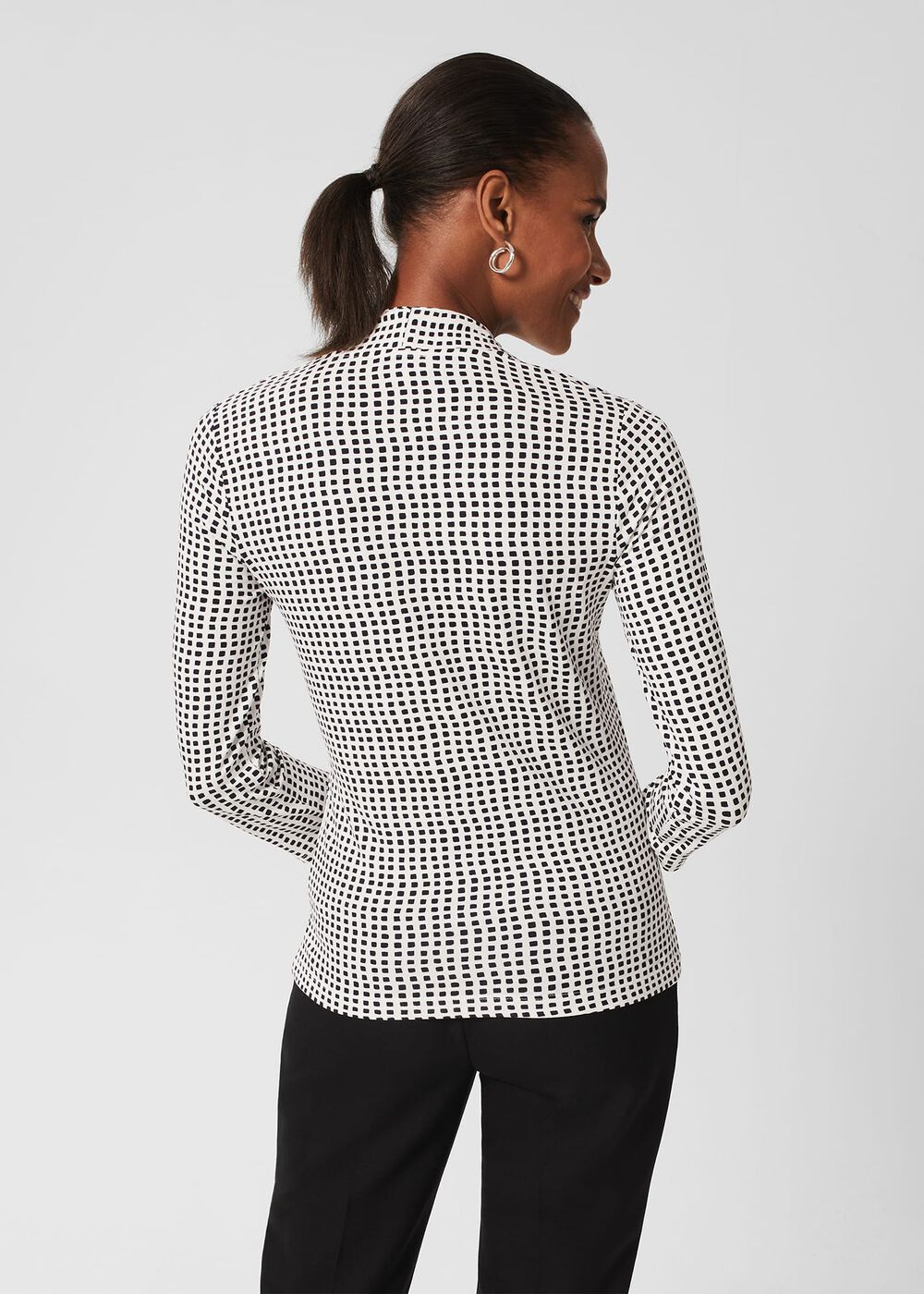 Aimee Printed Top, Ivory Navy, hi-res