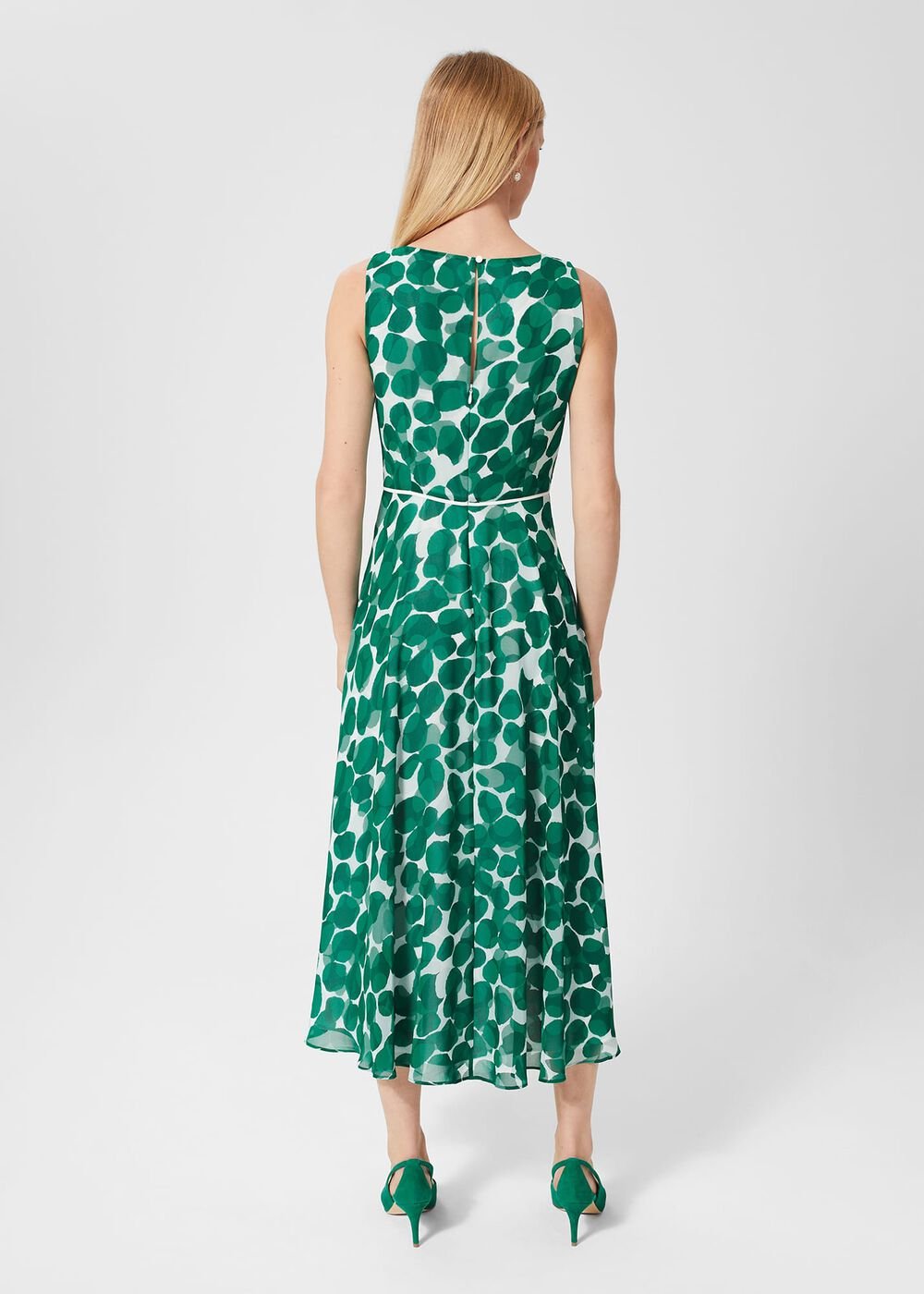 Petite Carly Spot Dress, Green Ivory, hi-res
