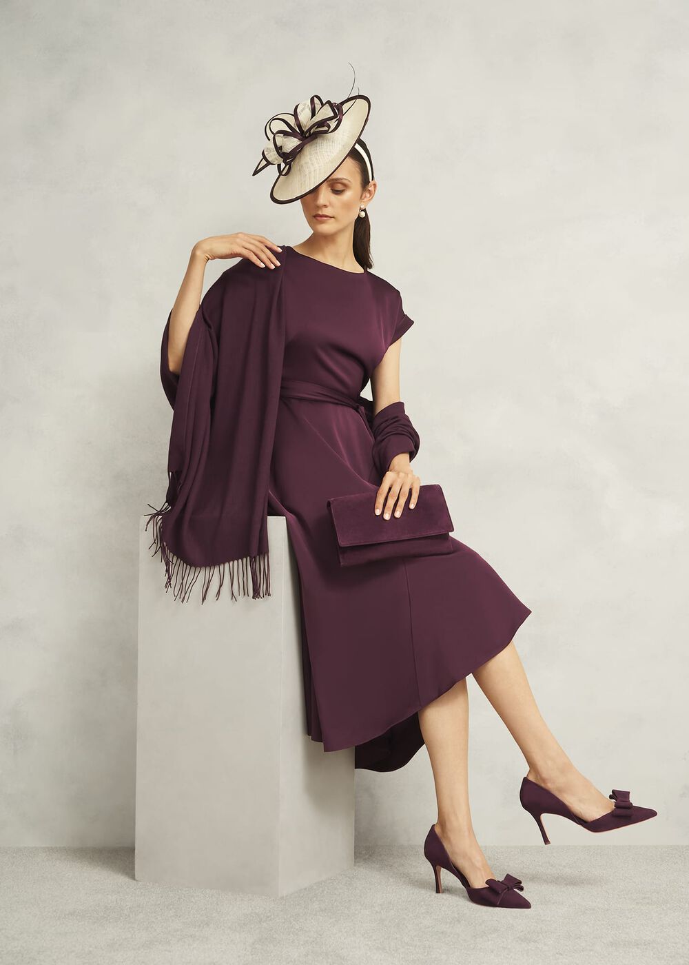 Agnes Satin Tie Dress, Onyx Red, hi-res