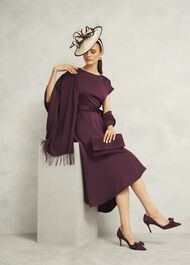 Agnes Satin Tie Dress, Onyx Red, hi-res