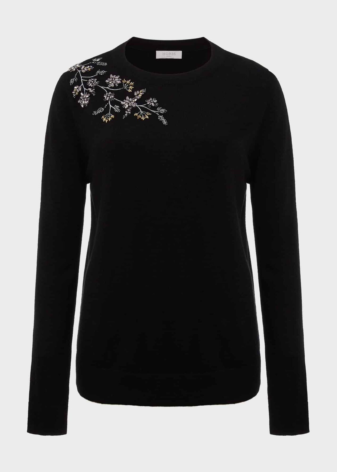 Cristie Embellished Sequin Sweater, Black, hi-res