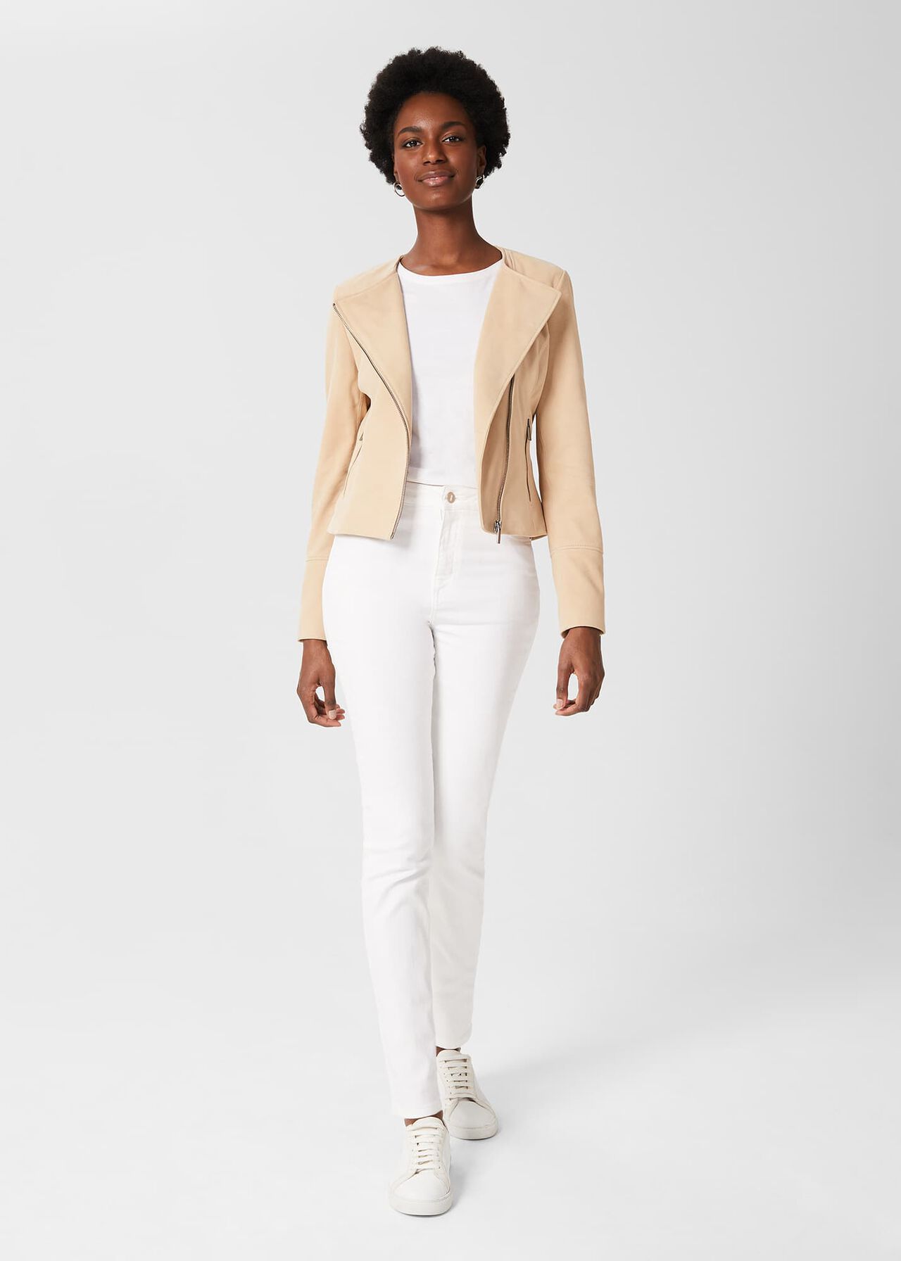 Liz Suede Jacket, Stone, hi-res