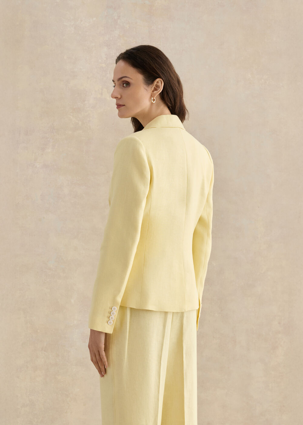 Adalee Linen Jacket, Soft Yellow, hi-res