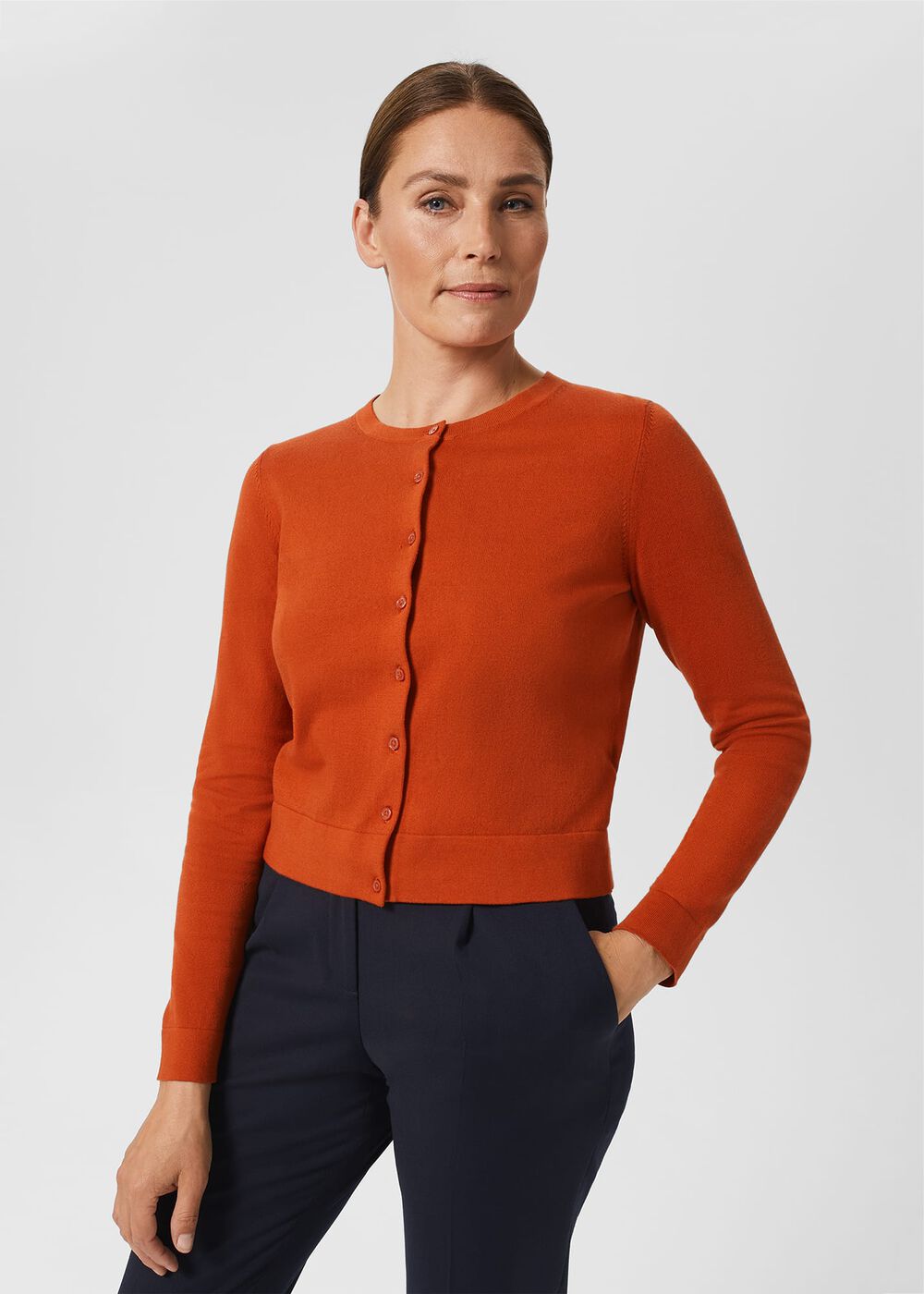 Michelle Cotton Cardigan , Deep Orange, hi-res