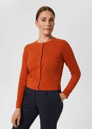 Michelle Cotton Cardigan , Deep Orange, hi-res