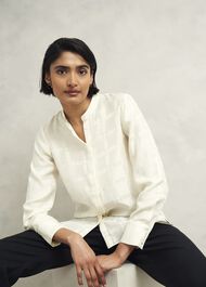 Sloane Silk Blouse, Ivory, hi-res