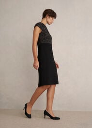 Lizzie Suede Court Shoes, Black, hi-res