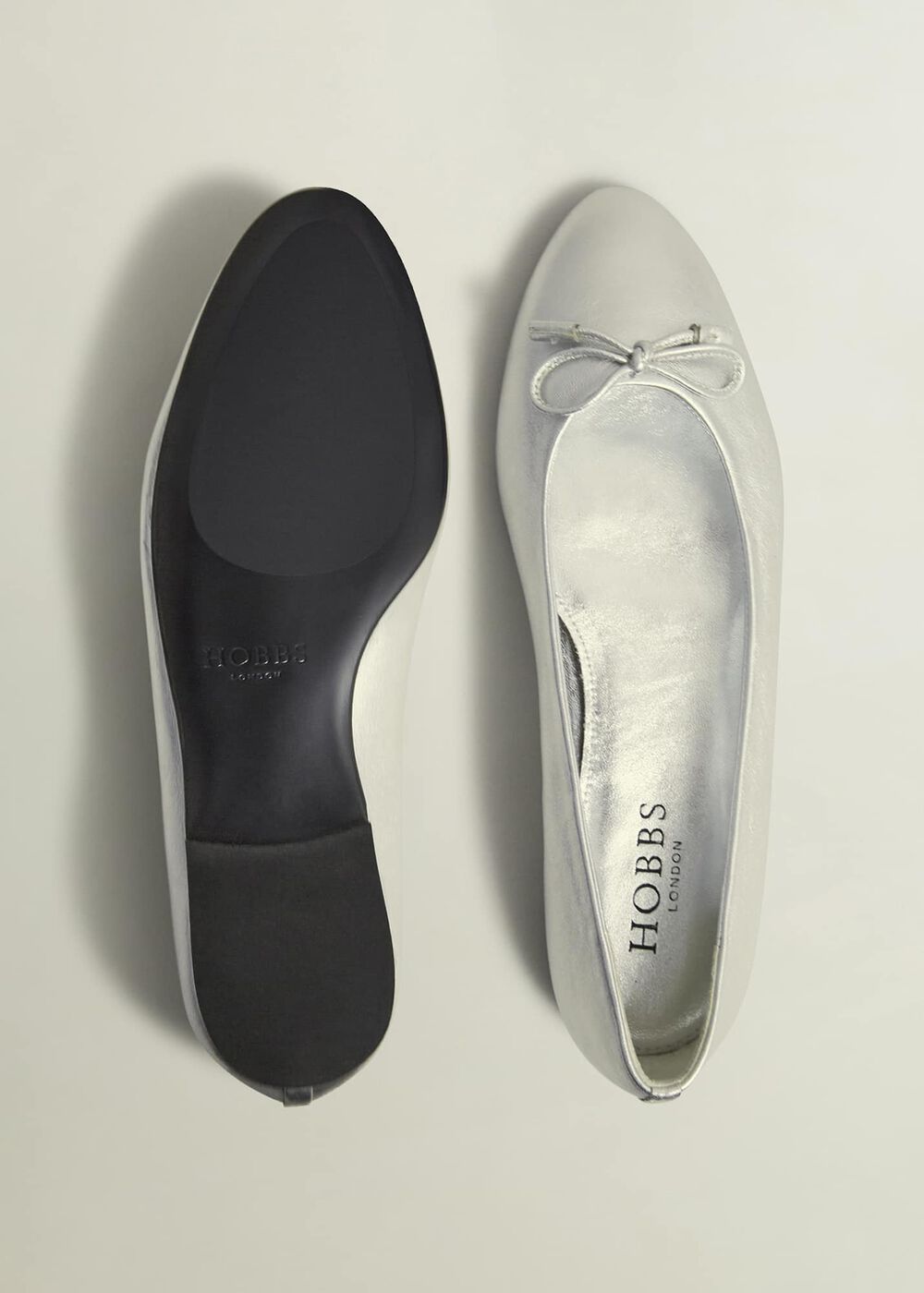 Priya Leather Ballerina, Silver Metallic, hi-res