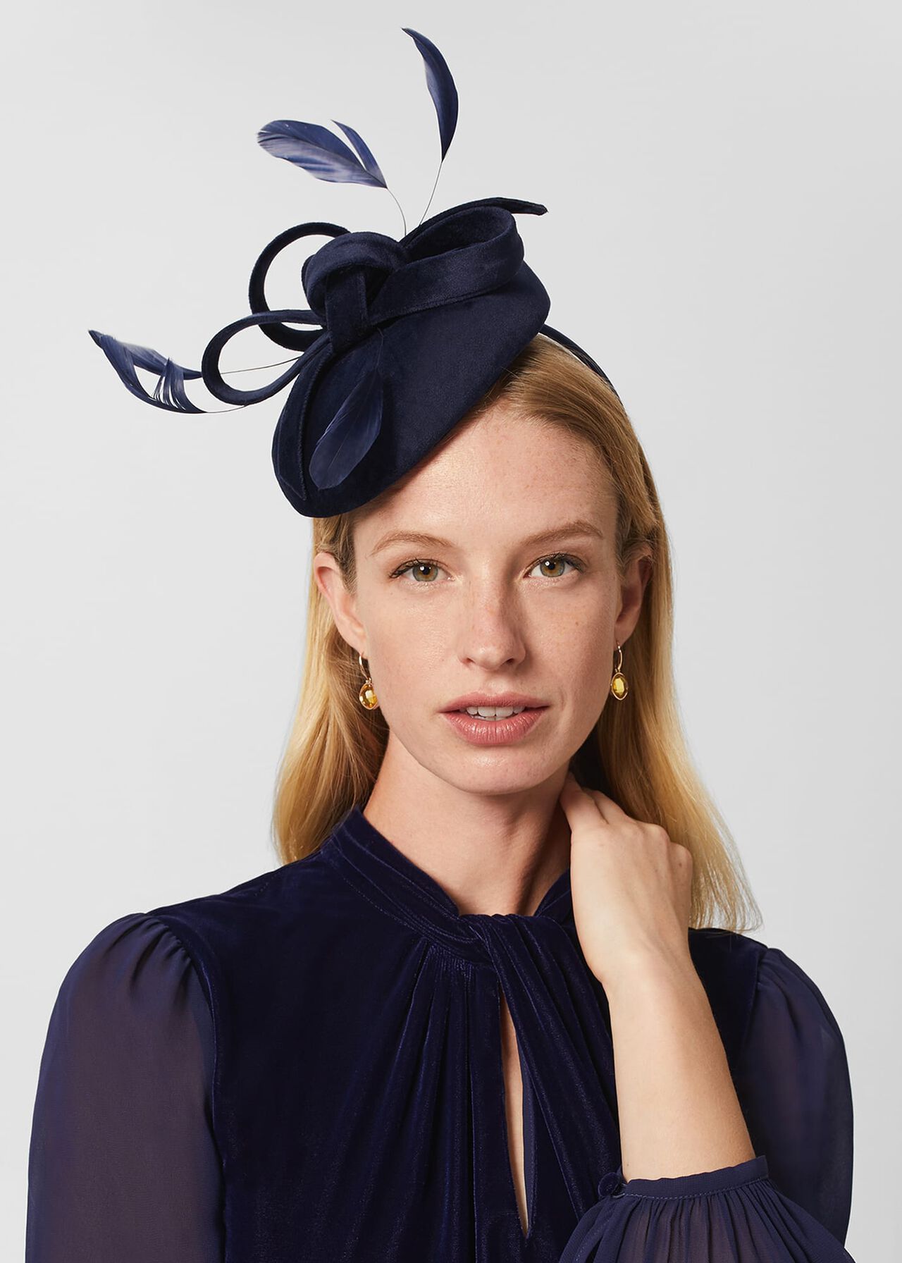 Zoe Fascinator, Navy, hi-res