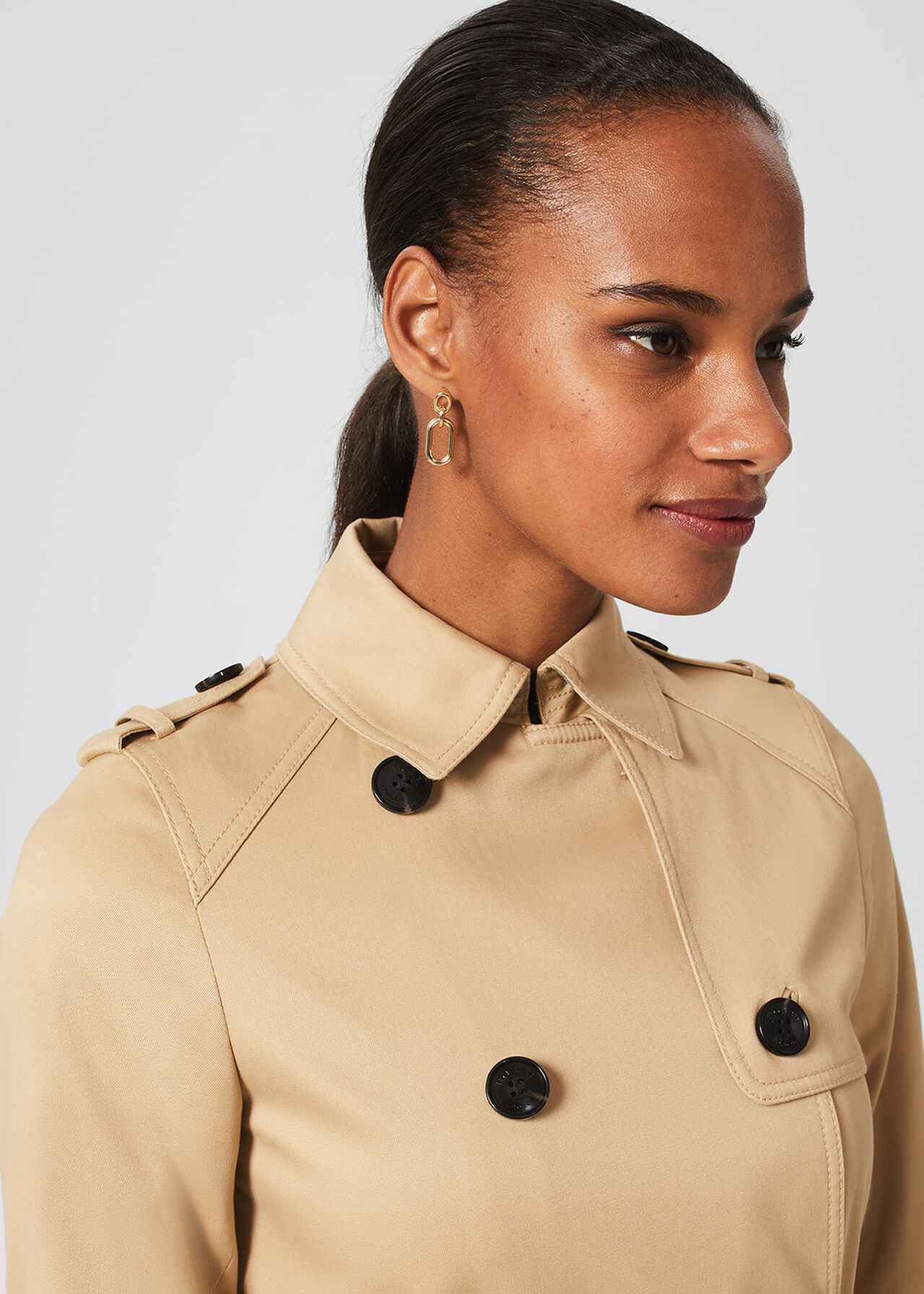 Petite Lisa Trench, Beige Suede, hi-res