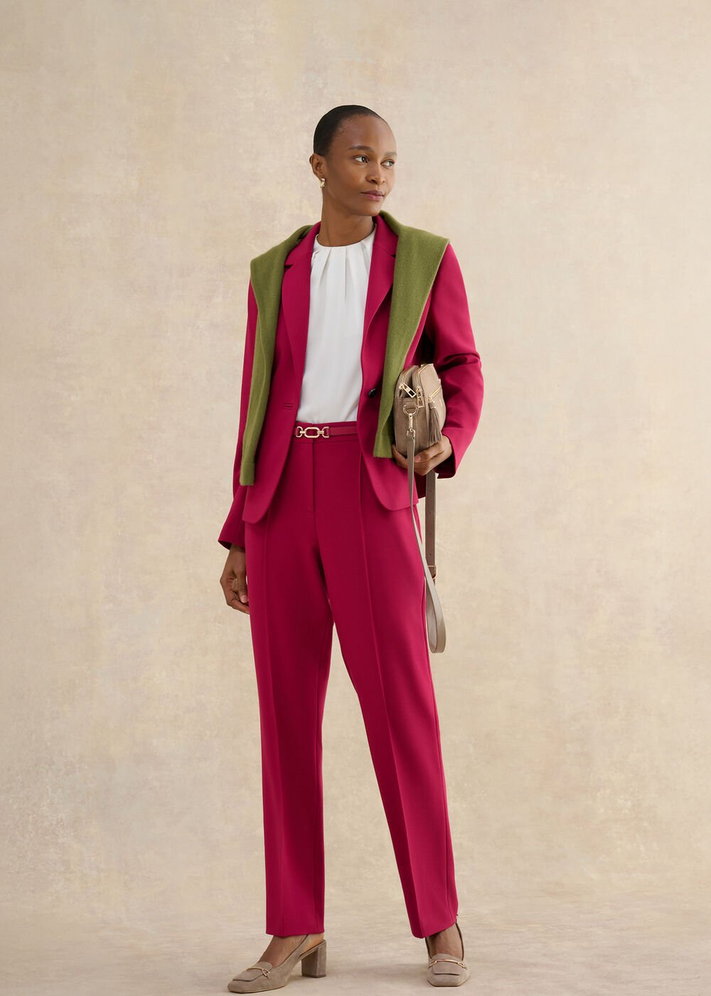 Petite Gemma Straight Leg Trousers, Beetroot Pink, hi-res
