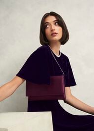 Renata Satin Clutch Bag, Warm Plum, hi-res