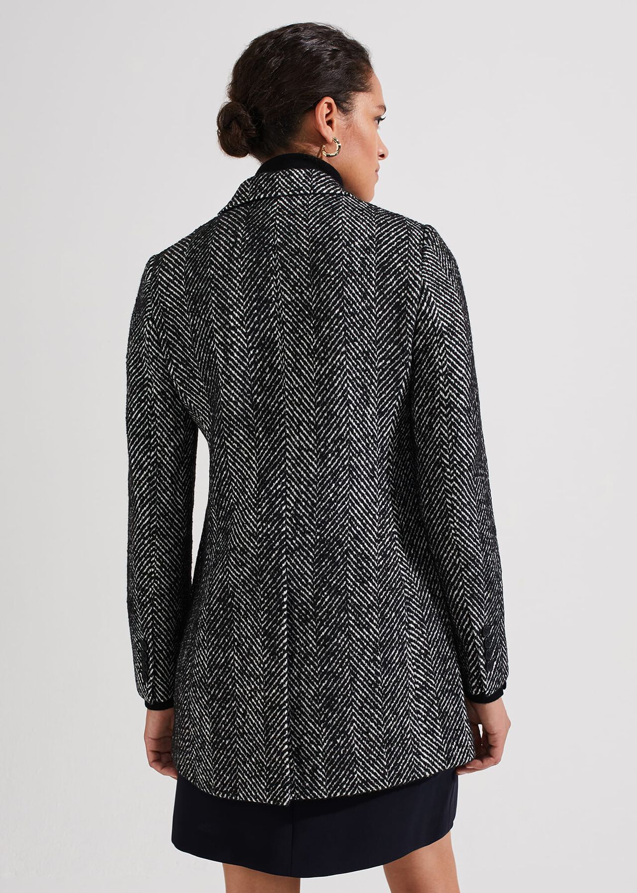 Skye Coat With Wool, Black White, hi-res