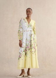 Ariel Floral Silk Dress, Yellow Multi, hi-res