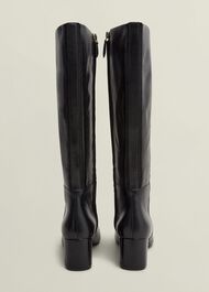 Caroline Leather Knee Boots, Black, hi-res