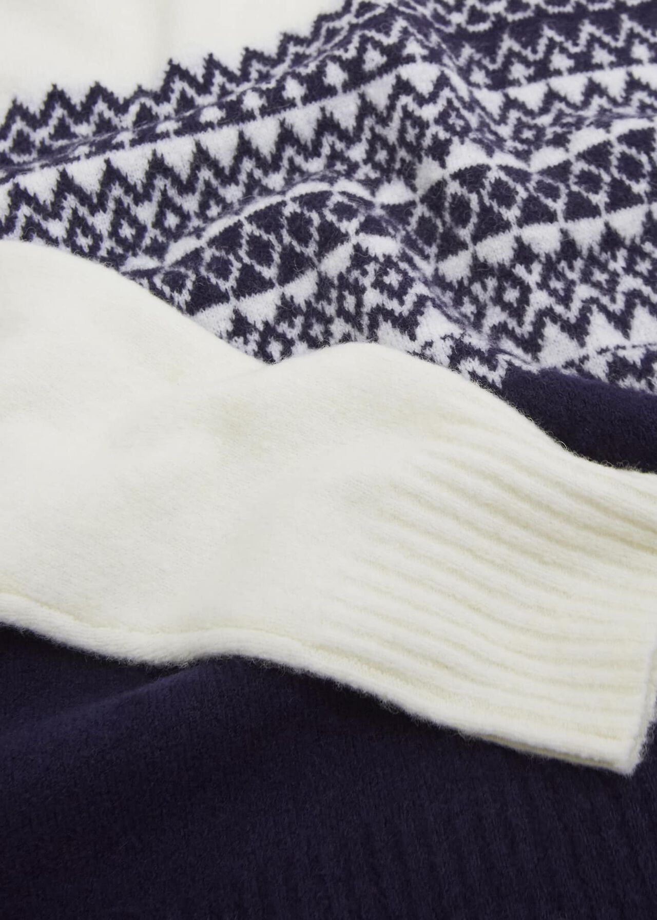 Lorrie Fairisle Jumper With Alpaca, Ivory Navy, hi-res