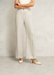 Groombridge Linen Wide Trousers, Ivory Navy, hi-res
