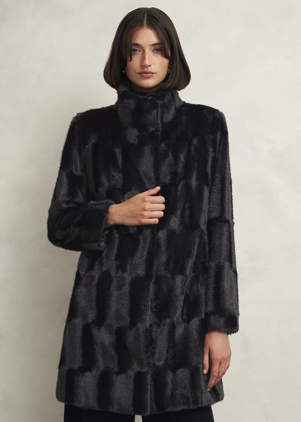 Petite Rosanne Faux Fur Coat, Black, hi-res