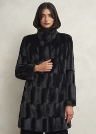 Petite Rosanne Faux Fur Coat, Black, hi-res